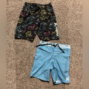 Hurley Blue and Black Neon Boys Swim Shorts